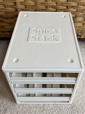 YouCopia Spice Stack Rack Organizer 18 Full Size Bottle Jar 3 Drawers White